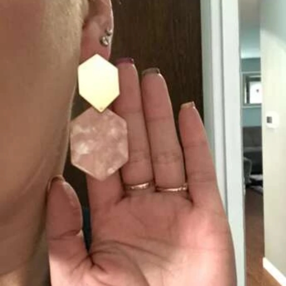 Summer Light Coral Acrylic Geometric Drop Earrings - Picture 4 of 6